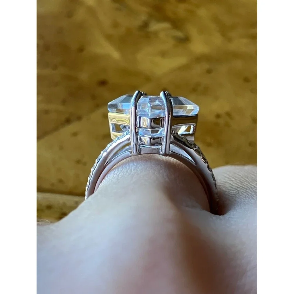 Natural Brazilian White Quartz Sterling Silver Cocktail Ring Size 6